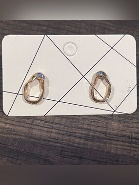 Gold Tone Organic Hoop Stud Earrings - Gold career work